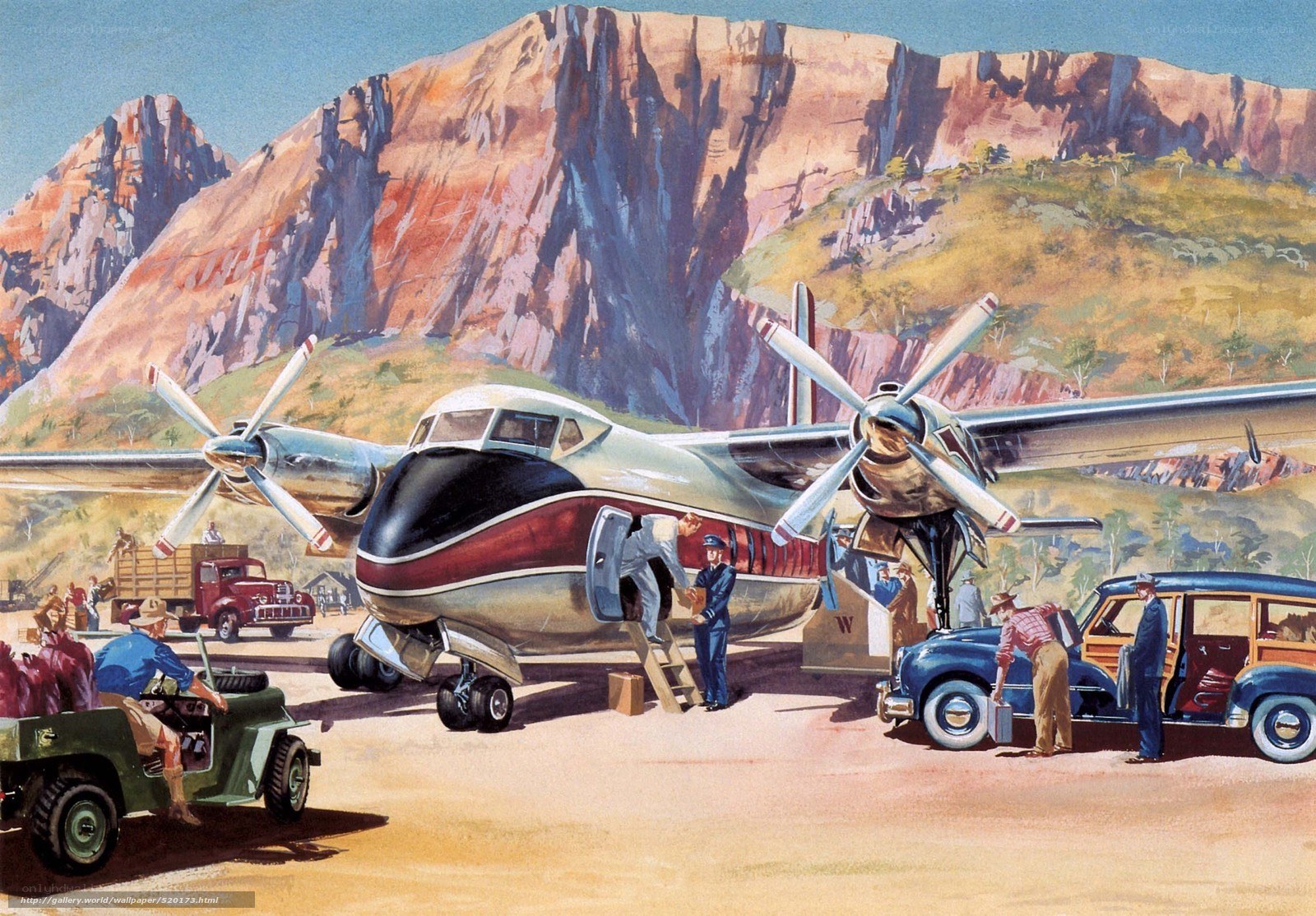 Airplane at mountain airstrip