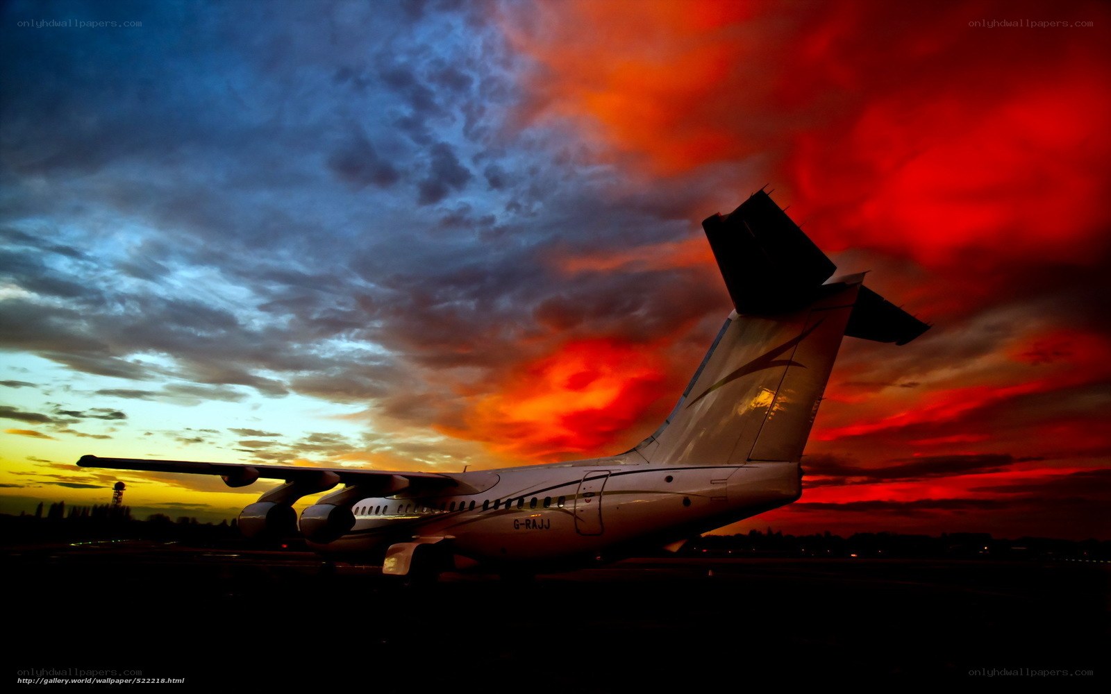 Airplane at sunset