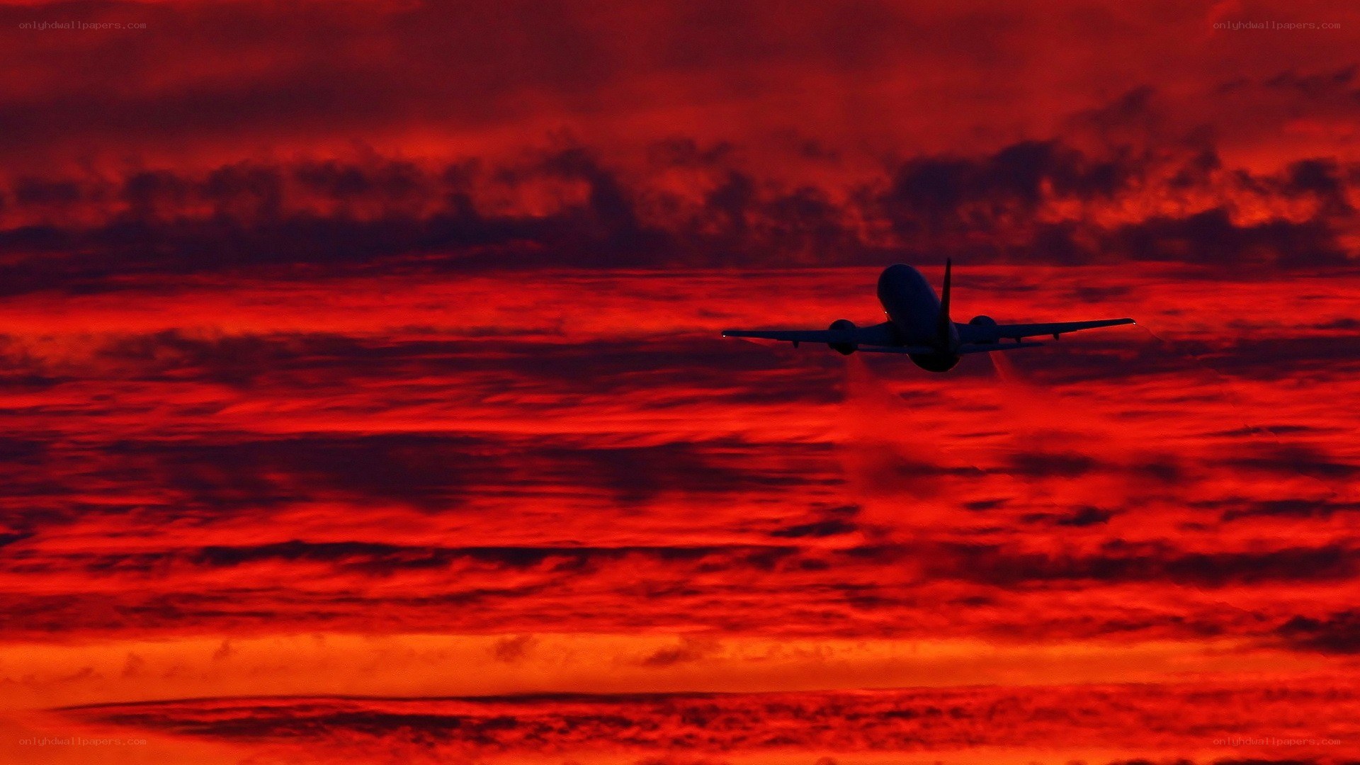 Airplane at sunset