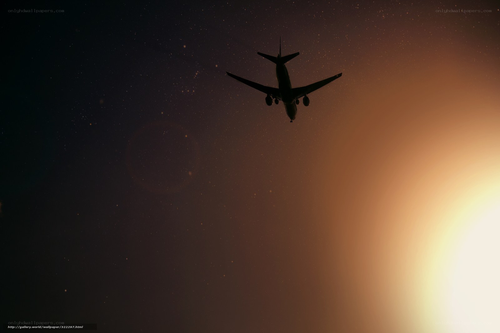 Airplane at sunset