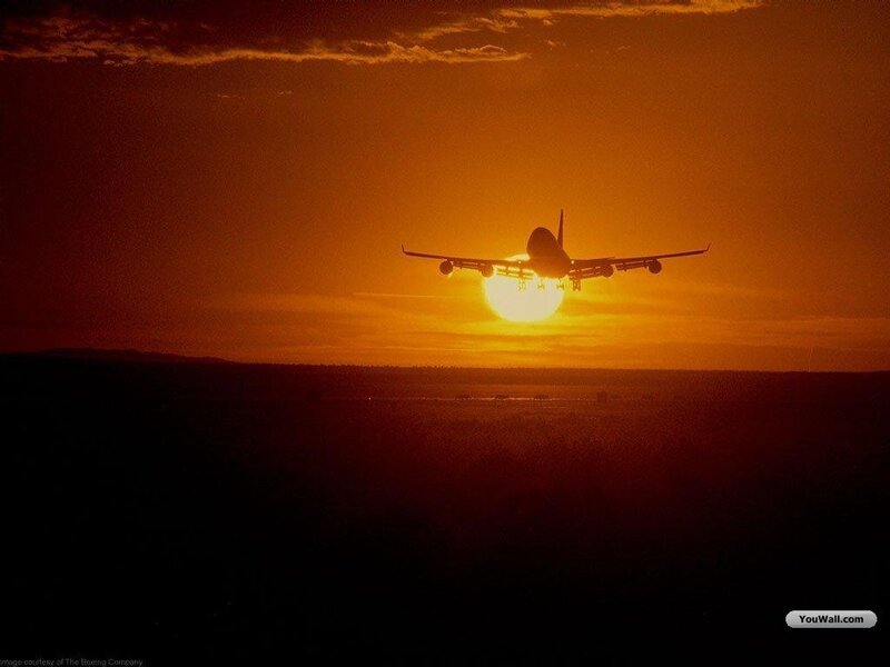 Airplane at Sunset — Orange