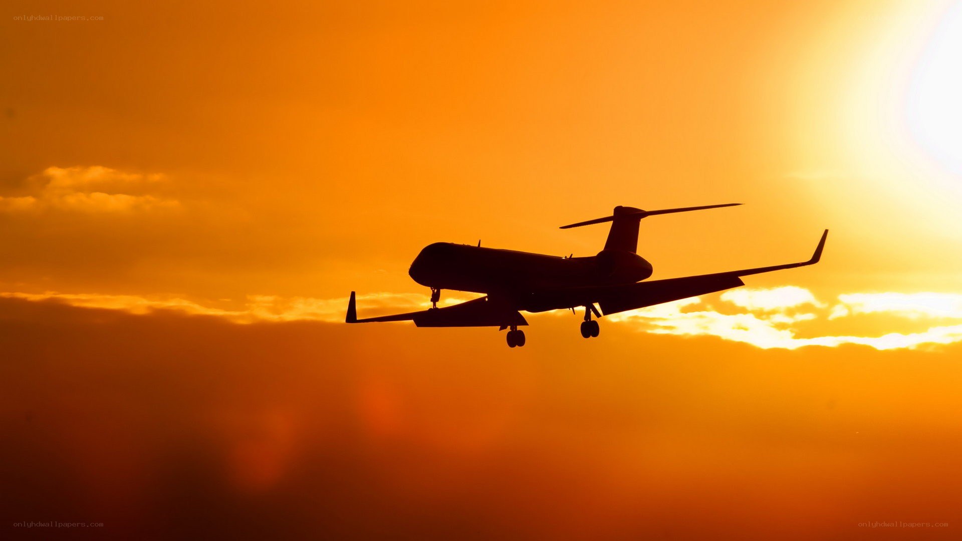 airplane at sunset silhouette