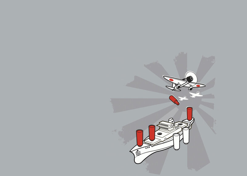 Airplane Attacking Ship — Gray