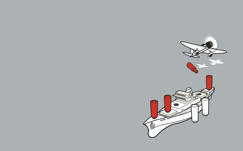 Airplane Bombing Ship — Gray, Dramatic, Illustration, Bomb