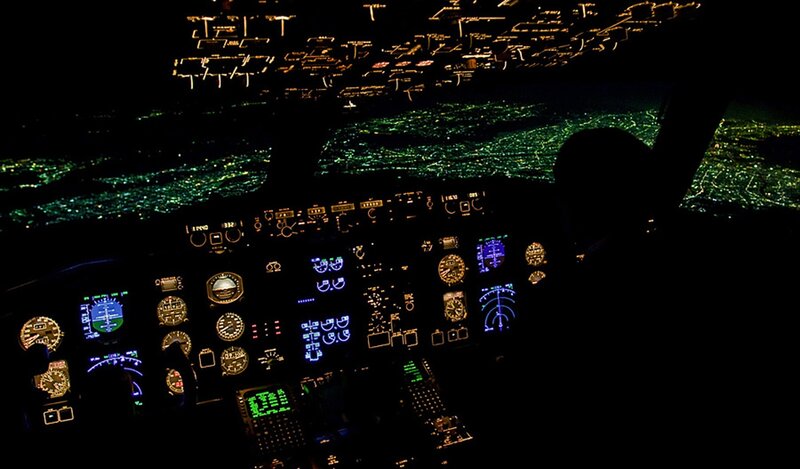 Airplane Cockpit at Night — Black
