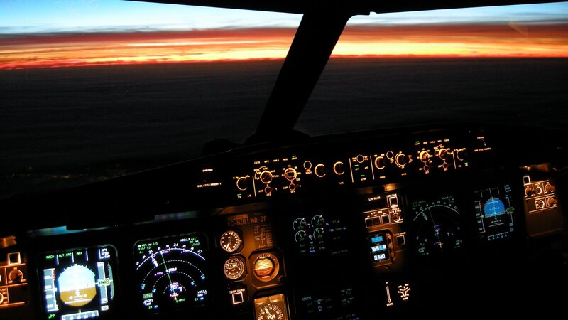 Airplane Cockpit at Sunset — Orange