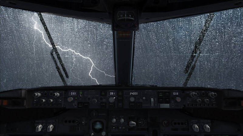 Airplane Cockpit in Storm