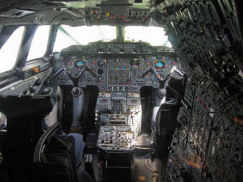 Airplane Cockpit Interior — Black, Technical, Photograph, Control Panels