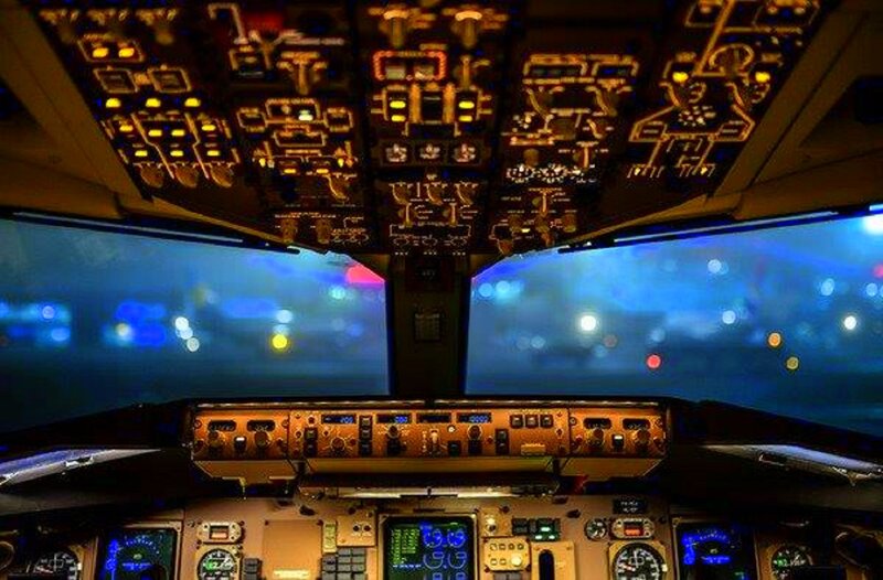 Airplane Cockpit Interior — Blue