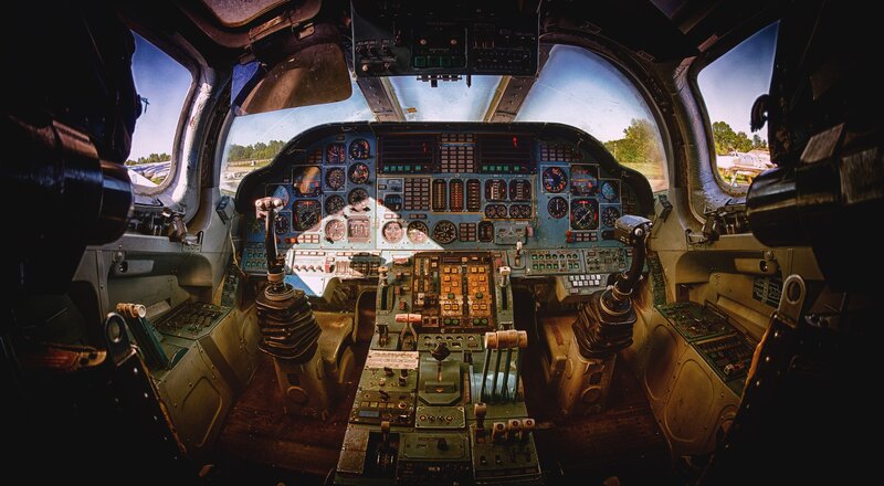 Airplane Cockpit Interior — Green, Dramatic