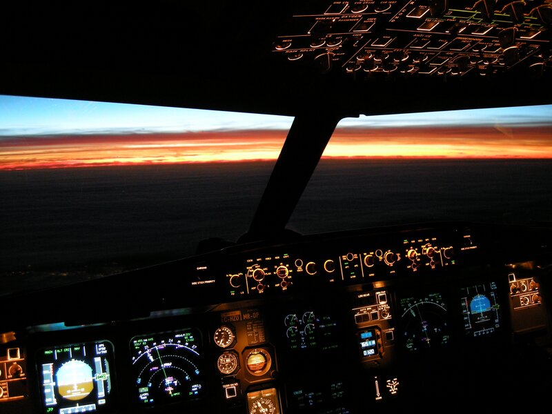 Airplane Cockpit View — Black, Dramatic