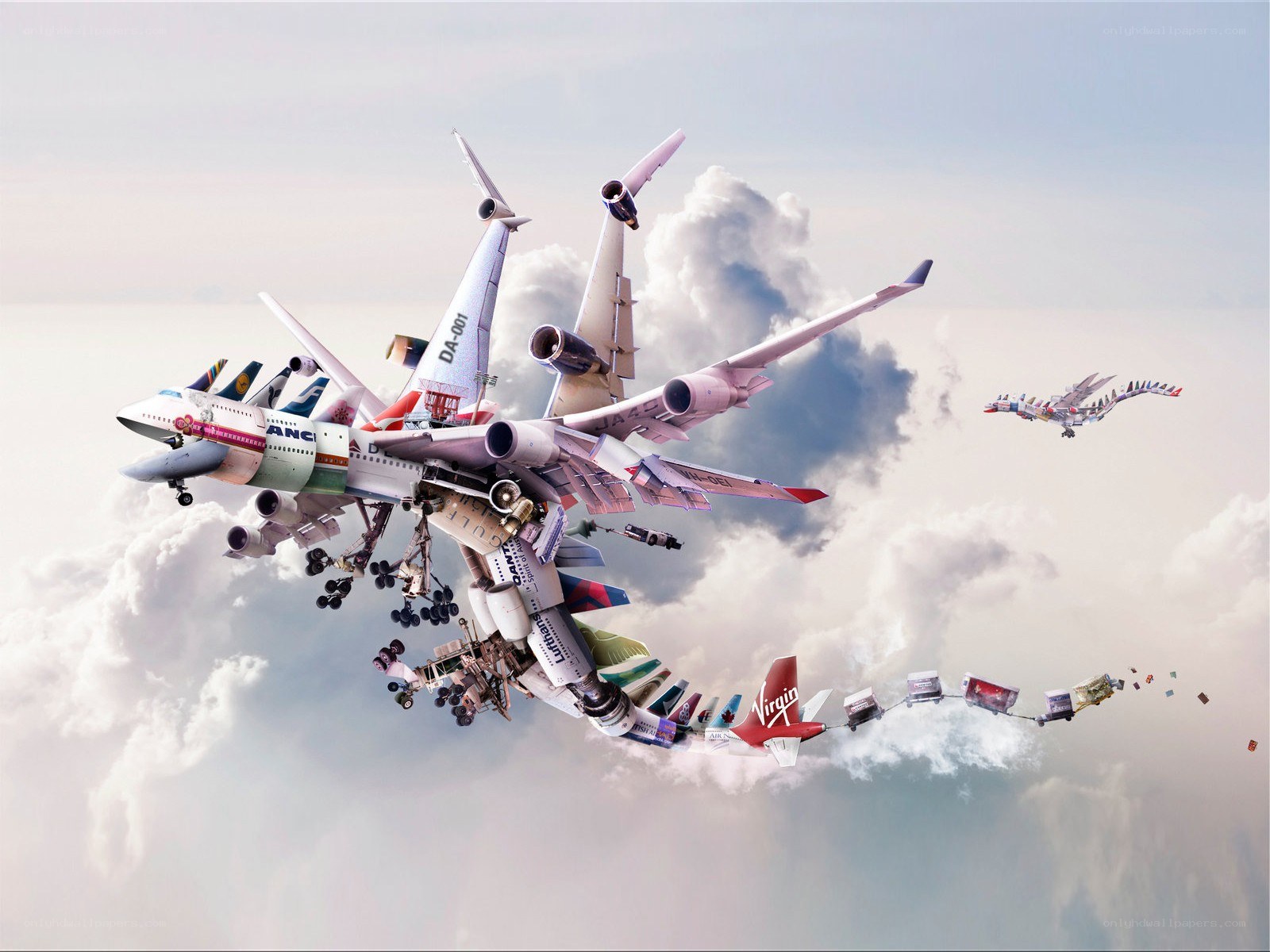 Airplane collage in the sky