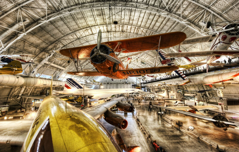 Airplane Collection in Hangar — Yellow
