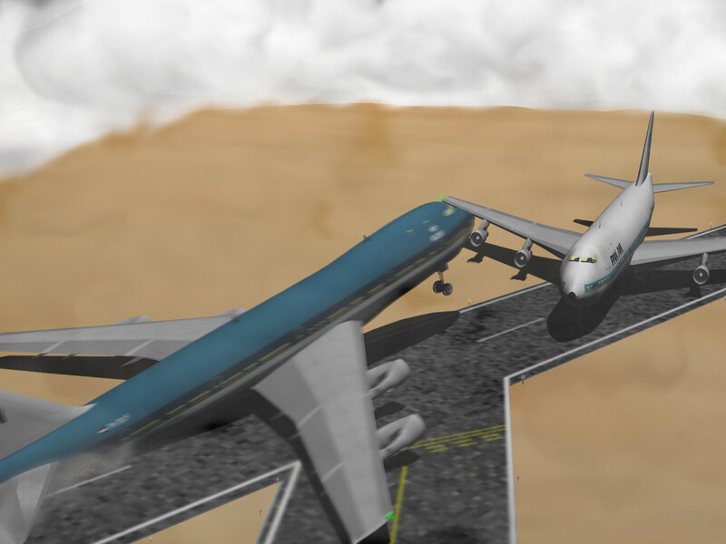 Airplane collision on runway