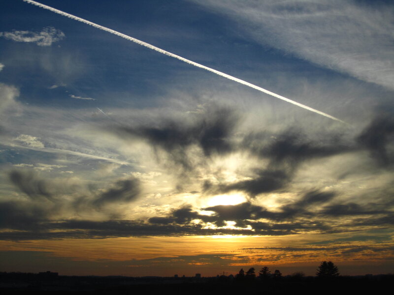 Airplane Contrail at Sunset
