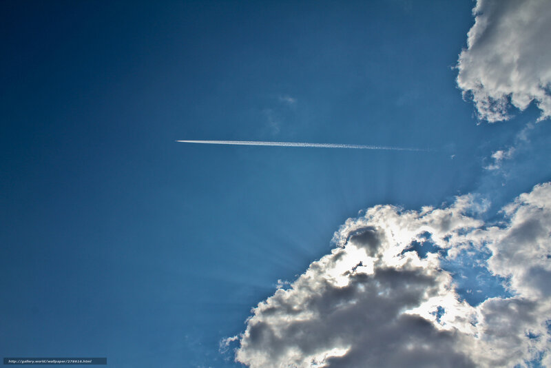 Airplane Contrail in Sky — Blue, Dramatic, Afternoon, Photograph
