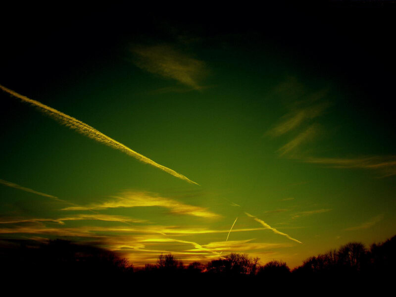 Airplane Contrails at Dusk