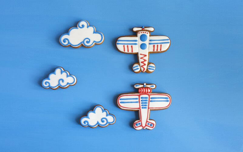 Airplane Cookies on Blue