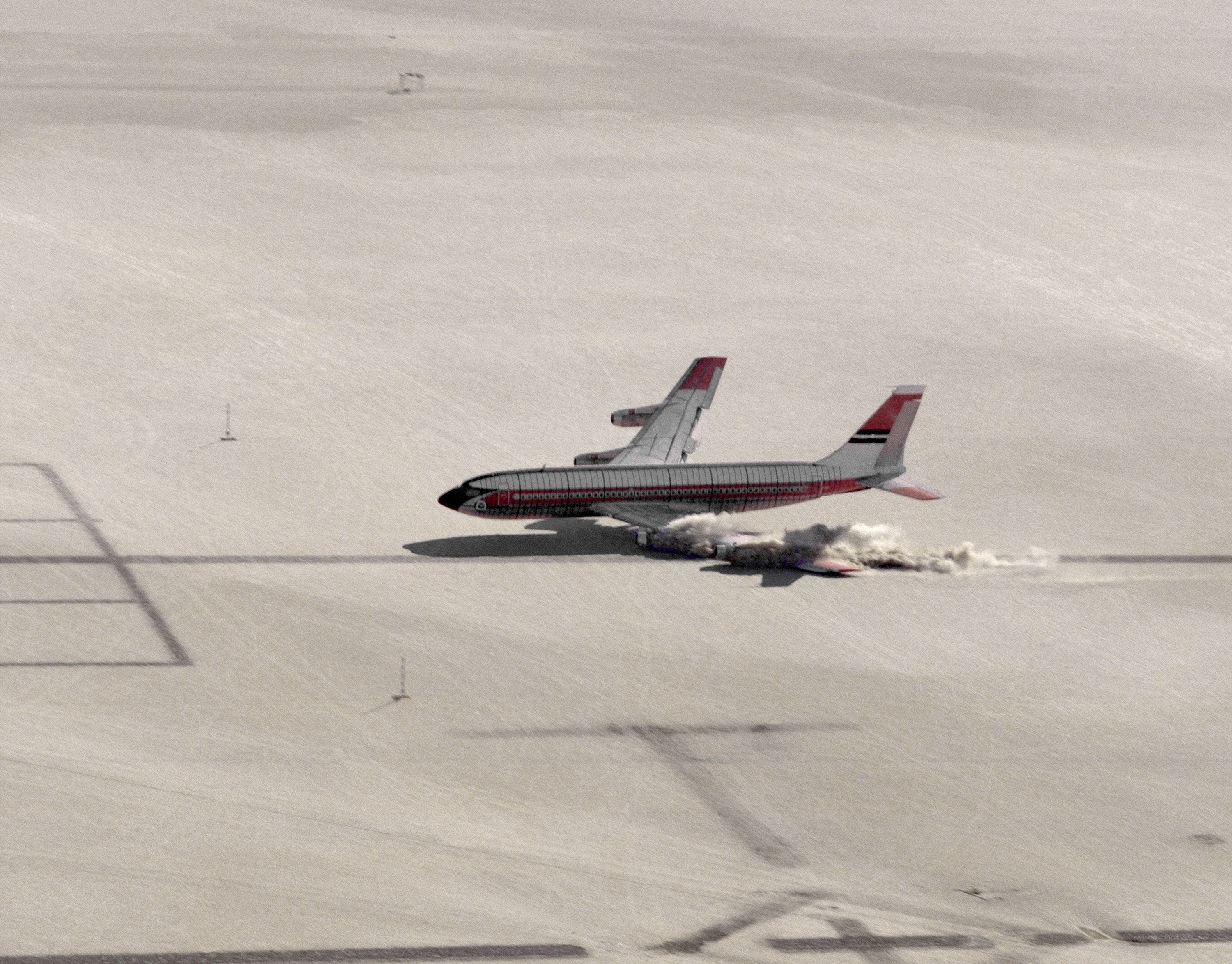 Airplane crash on runway