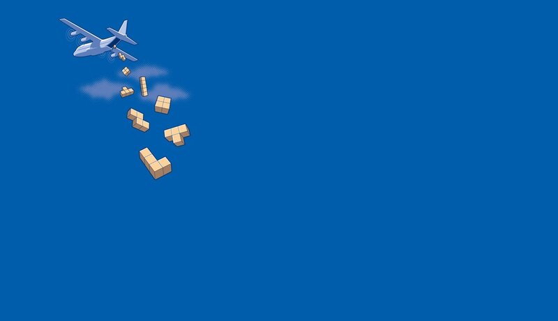 Airplane Dropping Blocks — Blue