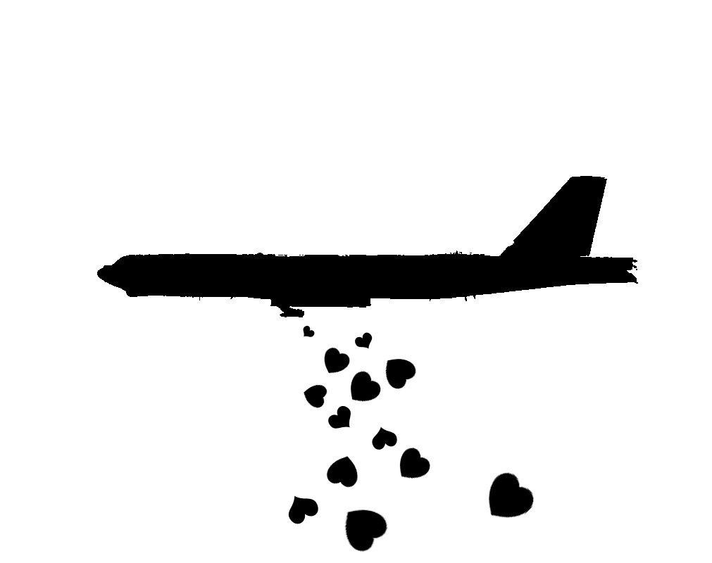 airplane dropping hearts