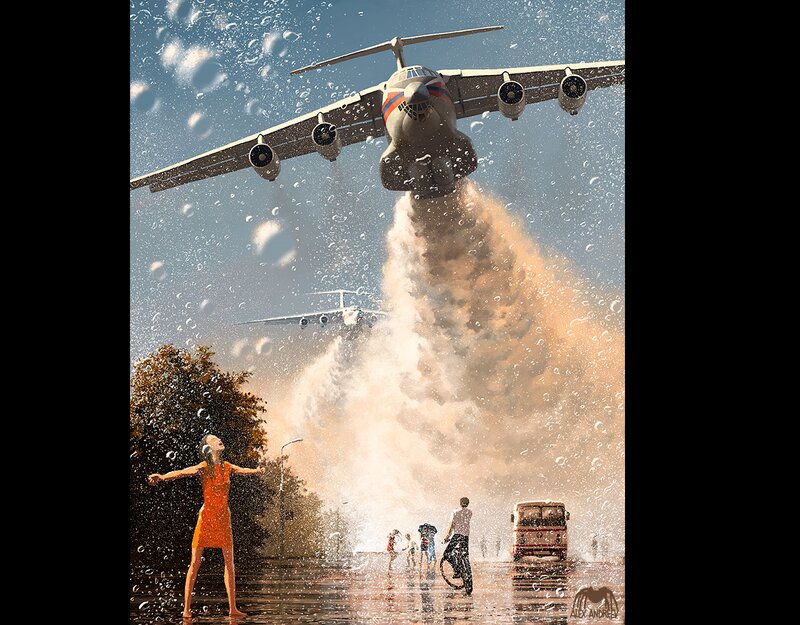 Airplane Dropping Water