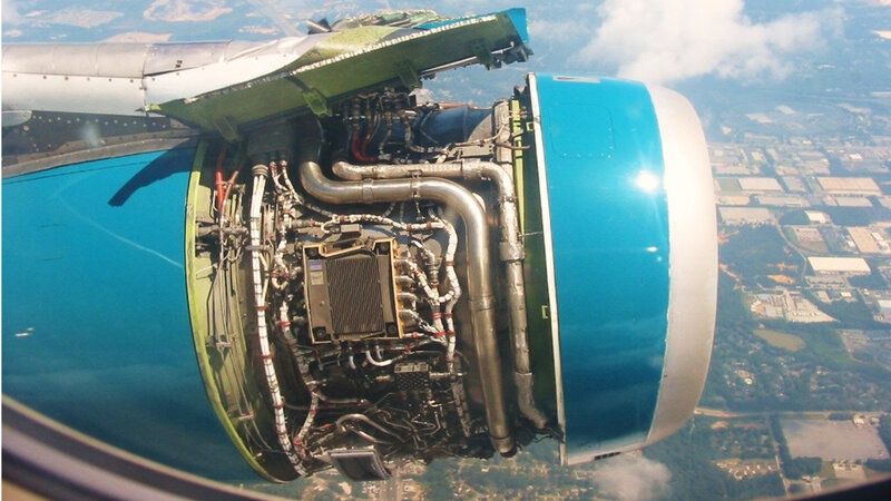 airplane engine in flight