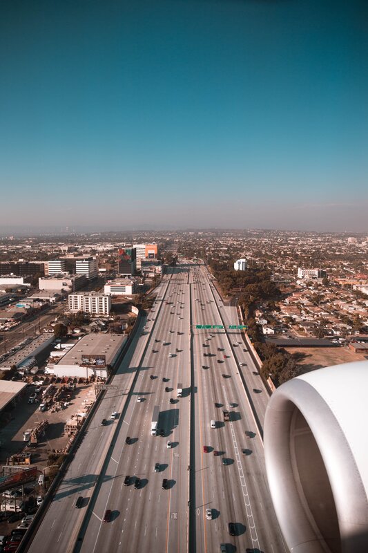 Airplane Engine over Highway