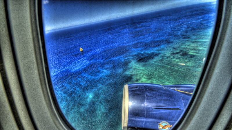 Airplane Engine over Ocean — Blue, Serene