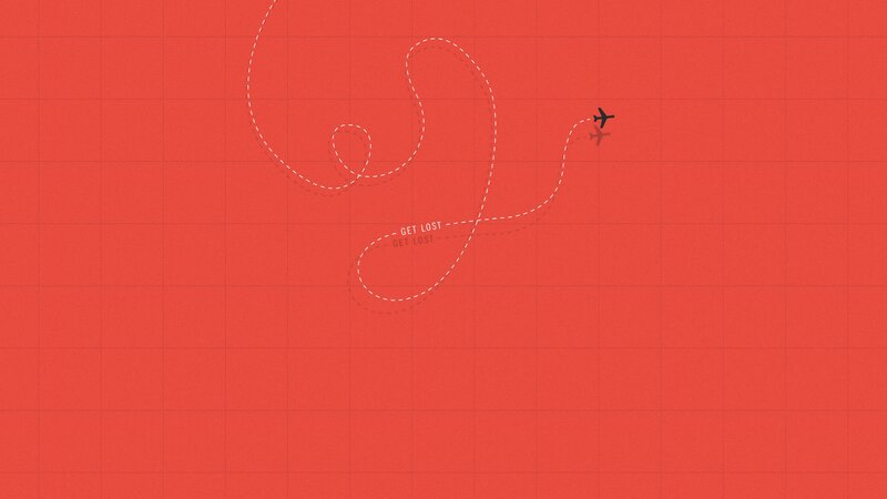 airplane flight path on red grid
