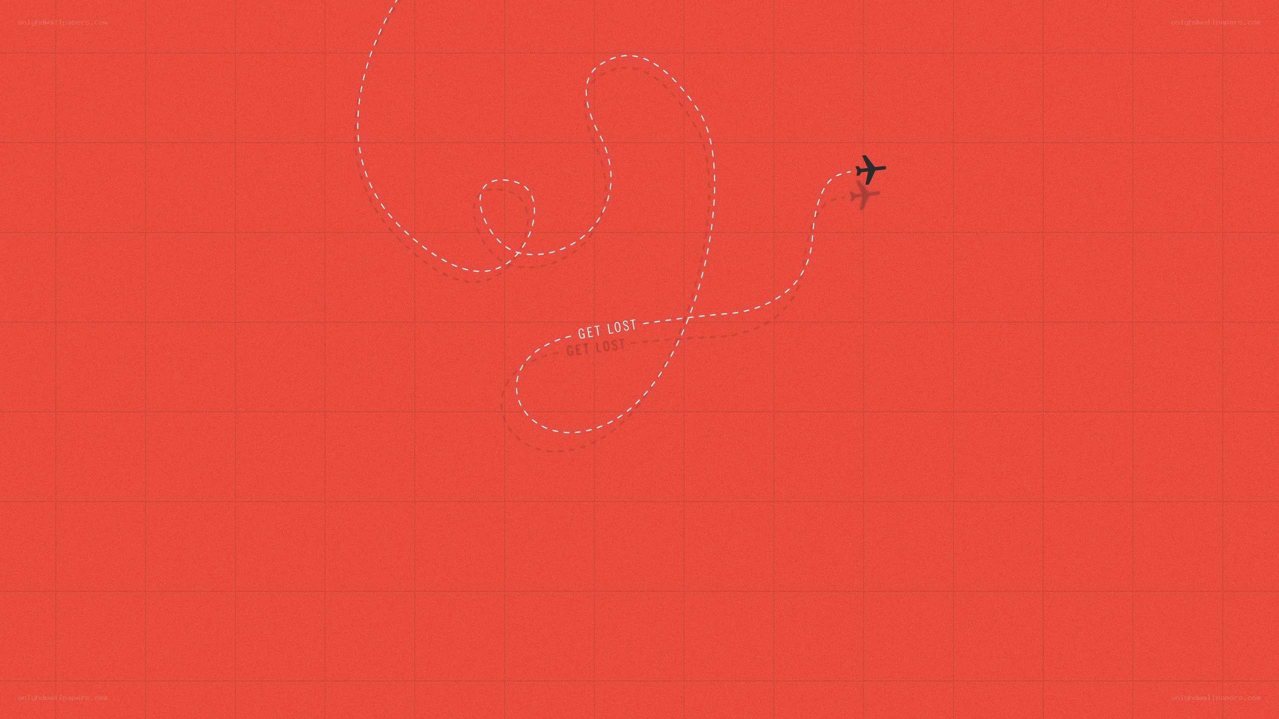 airplane flight path on red grid