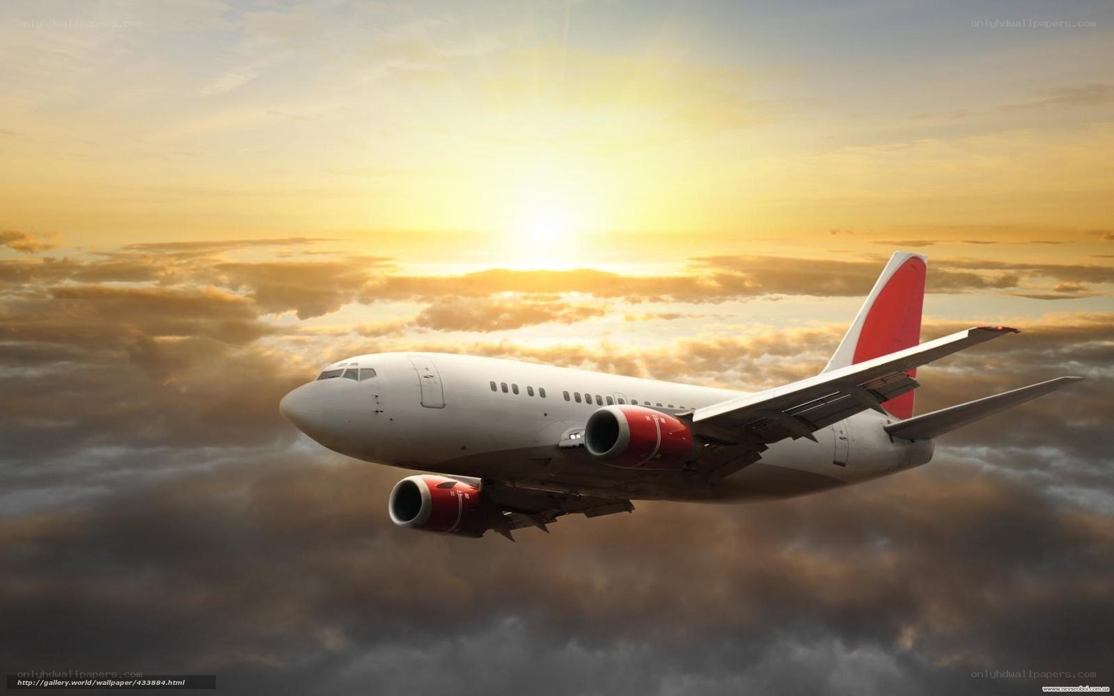 Airplane flying above clouds