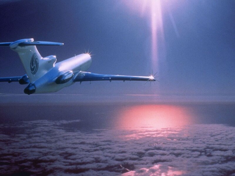 Airplane Flying Above Clouds — Blue, Dramatic, Sunset, Photograph