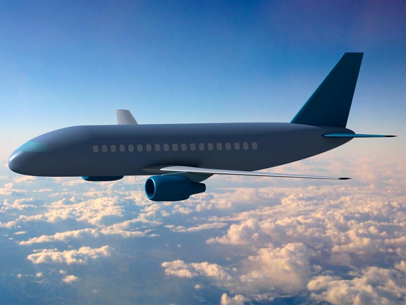 Airplane Flying Above Clouds — Blue, Serene, Morning, 3d Render