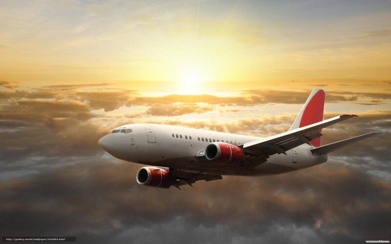 Airplane Flying Above Clouds — White, Dramatic, Sunset, Photograph, Sun