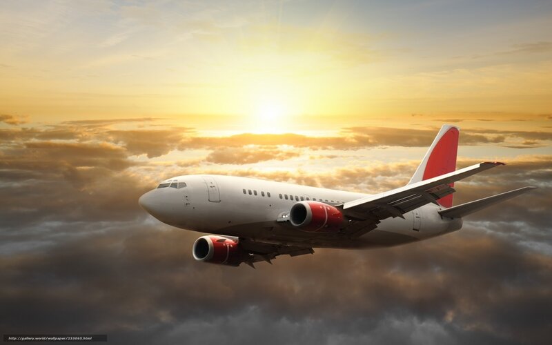 Airplane Flying Above Clouds — White, Dramatic, Sunset, Photograph