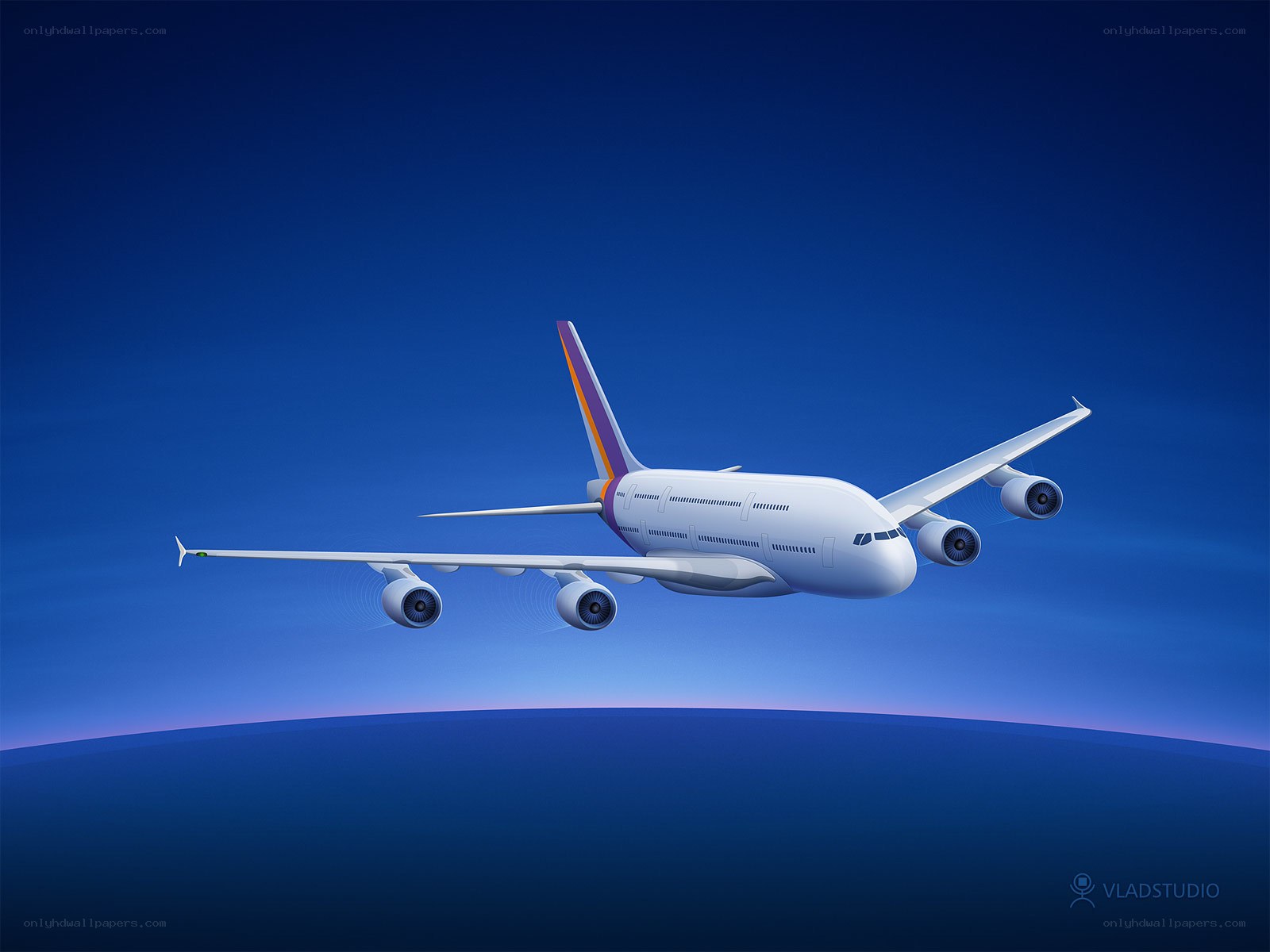 Airplane flying above Earth
