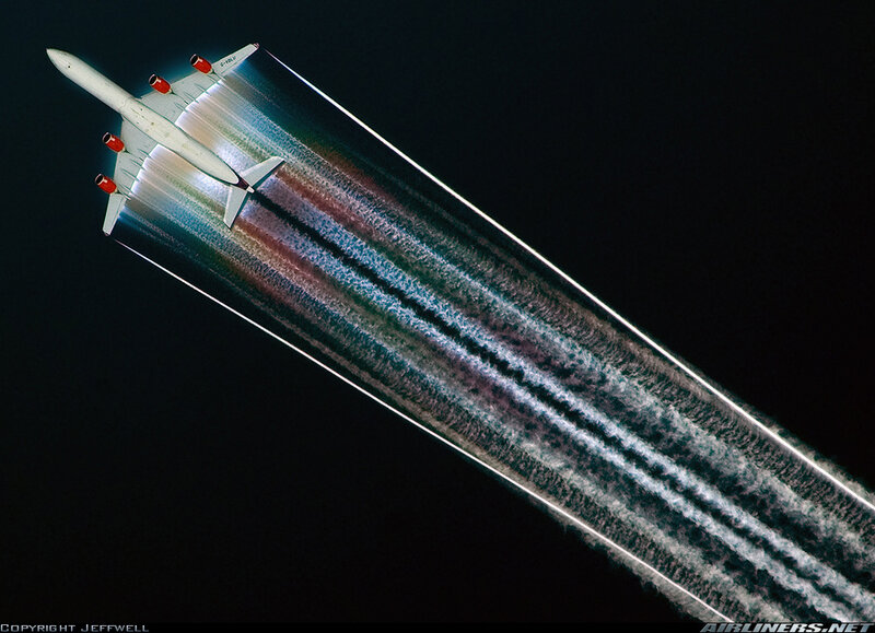 Airplane flying at night