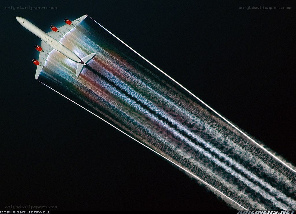 Airplane flying at night