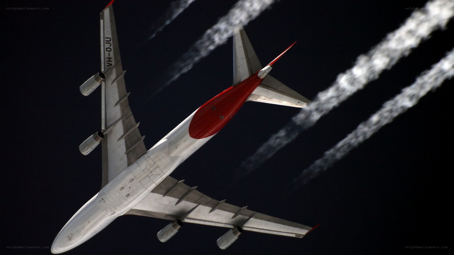 Airplane flying at night