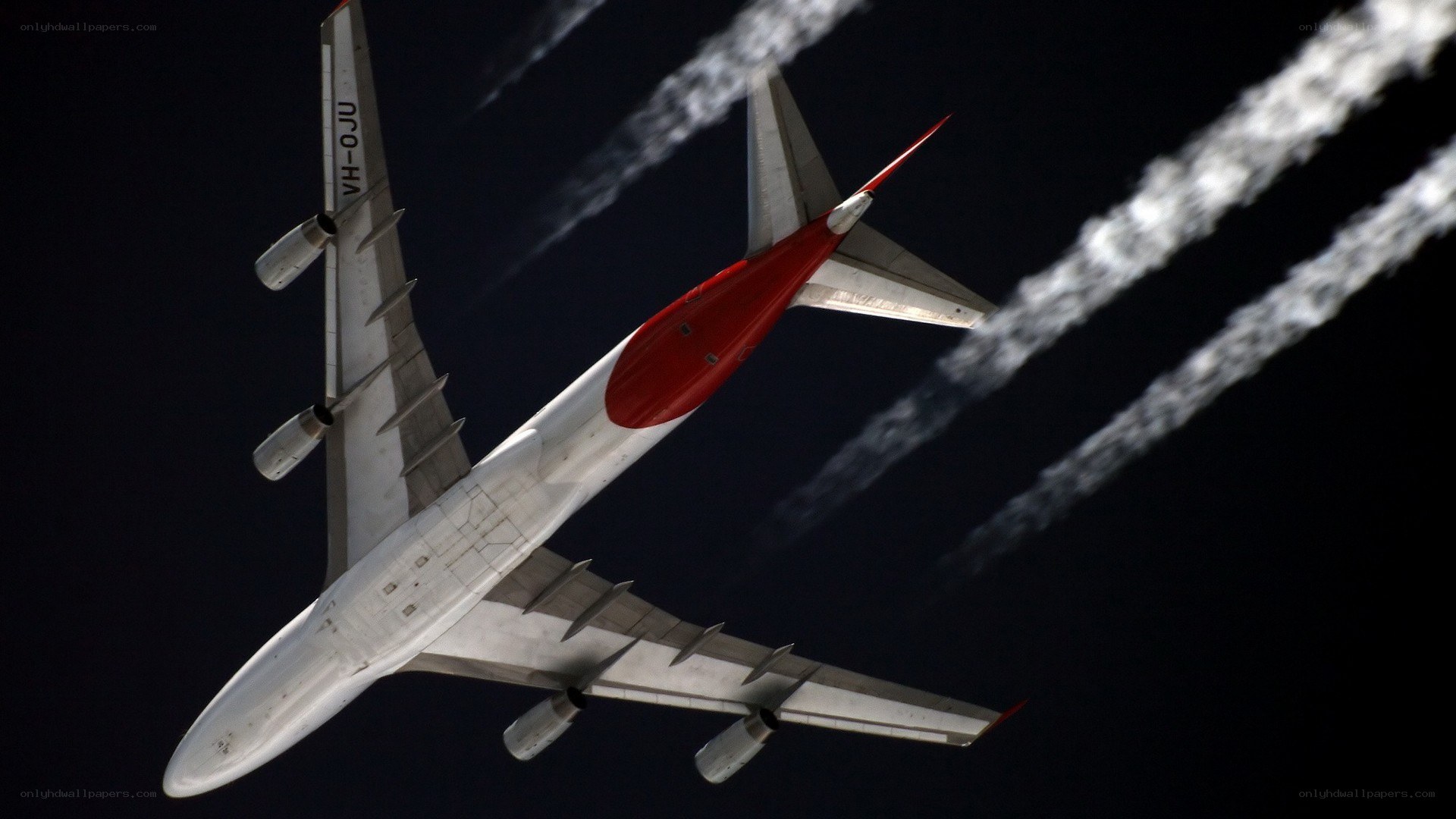 Airplane flying at night