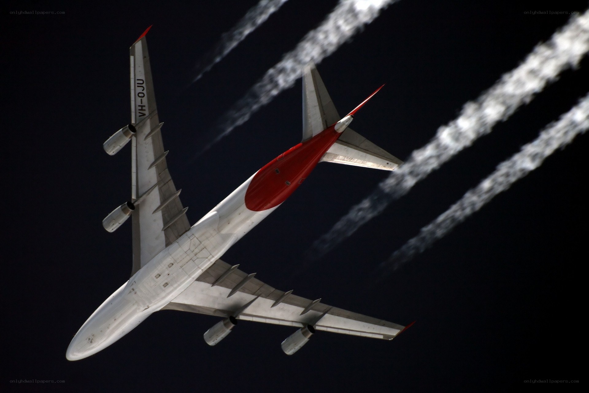Airplane flying at night