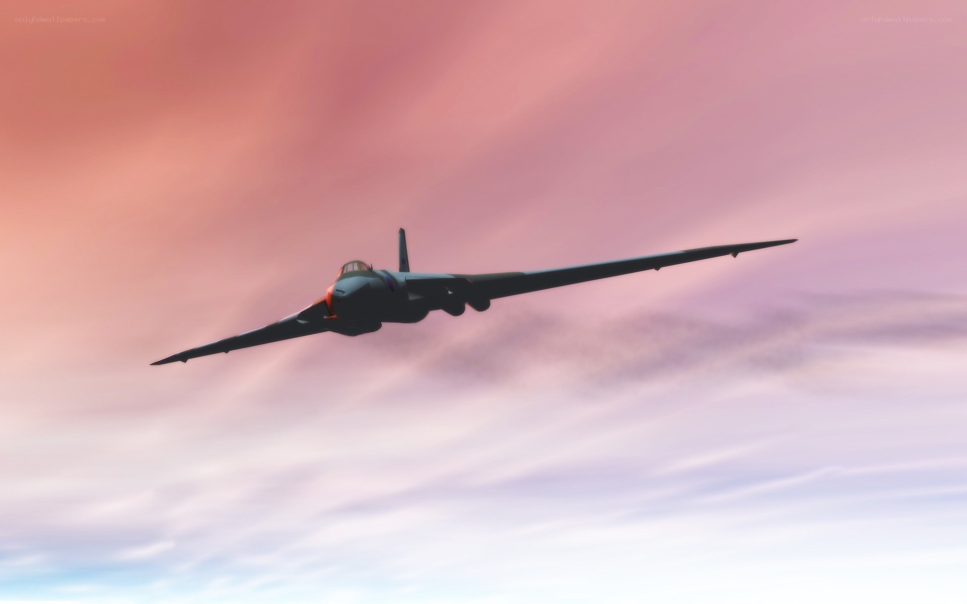 airplane flying at sunset