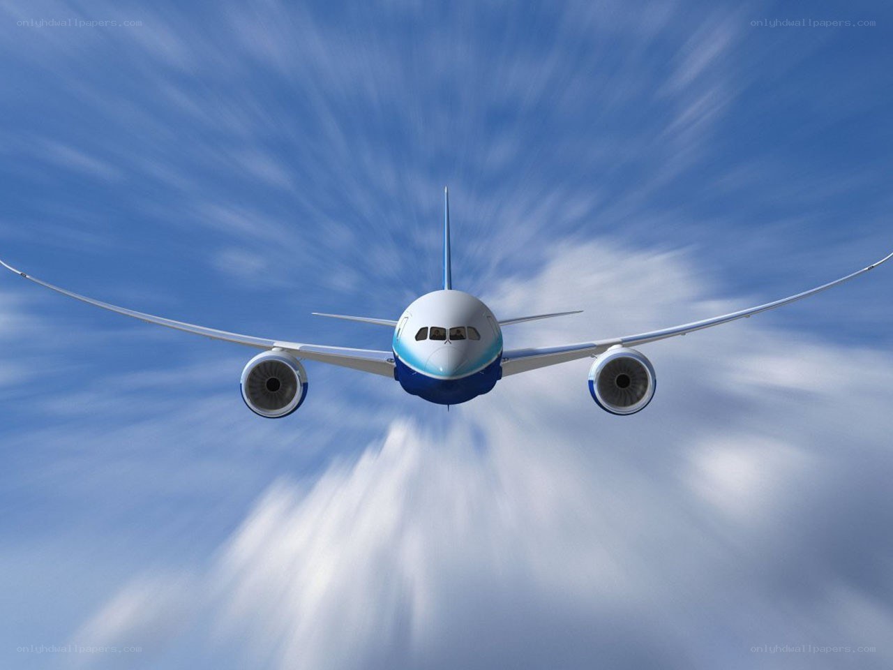 airplane flying in blue sky