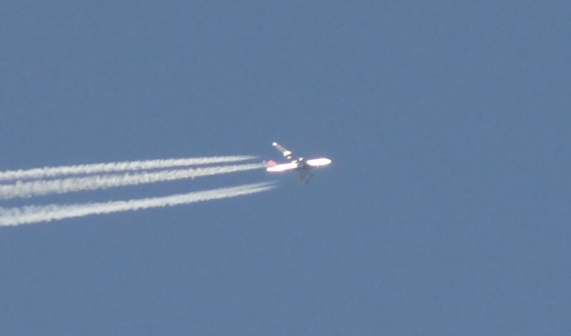 Airplane Flying in Sky — Blue, Calm, Afternoon