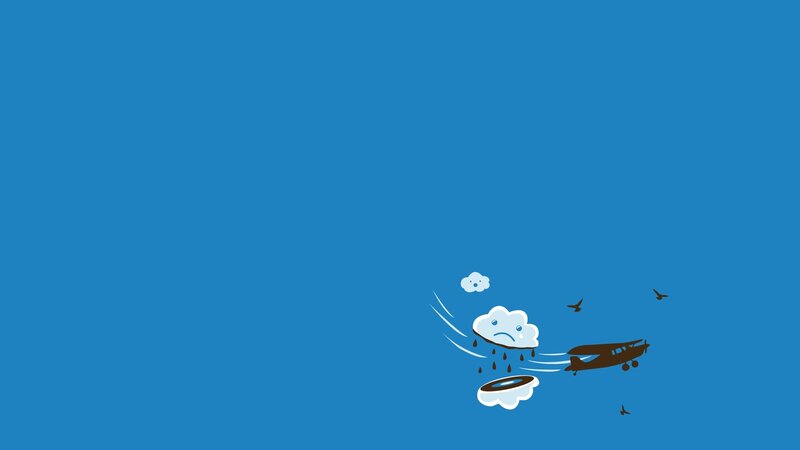 Airplane Flying Near Clouds — Blue, Calm, Illustration
