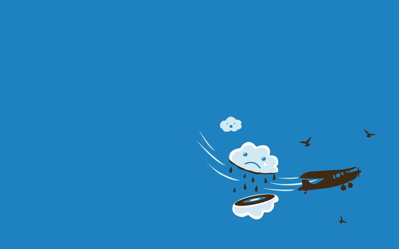 Airplane Flying Near Clouds — Blue