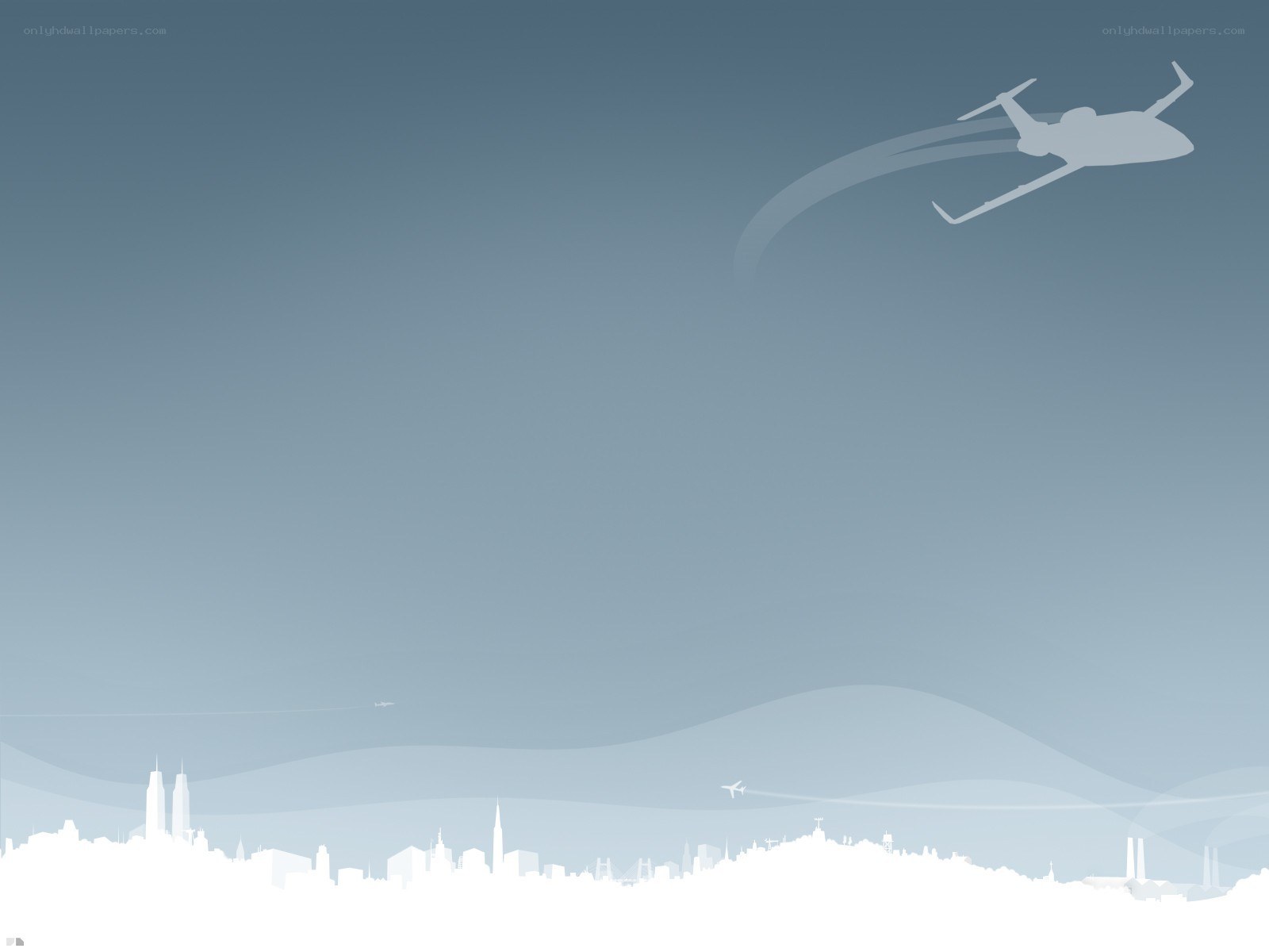 airplane flying over city