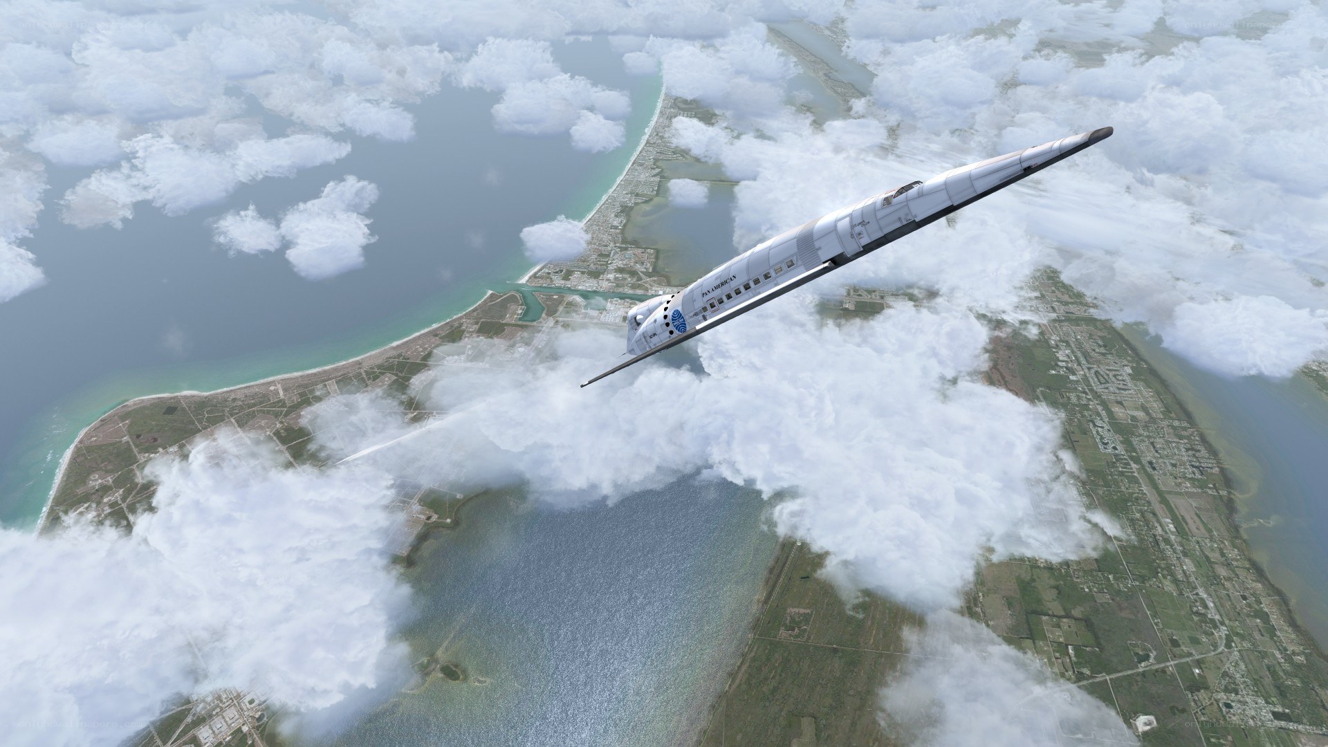 airplane flying over clouds
