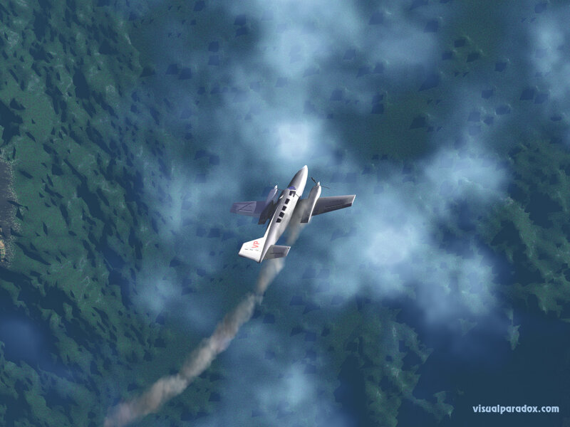 Airplane Flying over Forest — Green